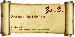 Zsidek Balázs névjegykártya